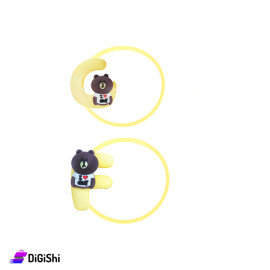 زوج ربطات شعر بناتية أحرف  G F - أصفر