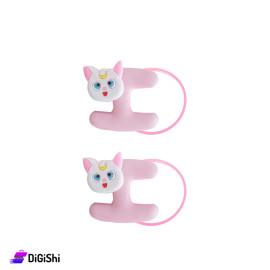A Pair Of Girl's Hair Ties Letters H H - Pink
