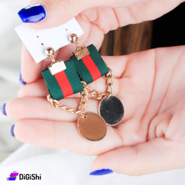 زوج أقراط ذهبي شكل سلاسل وليرات