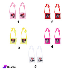 A Pair Of Girl's Hair Ties square With Mini Mouse Drawing
