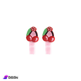 A Pair Of Hair Clips Cherry Shape - Pink And Red