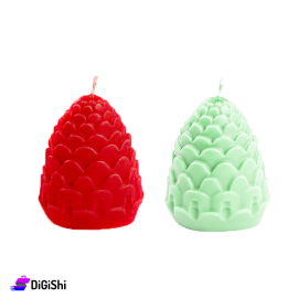 Hand Made Pine Shaped Scented Candle -  light green & light brown & red