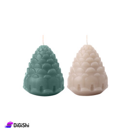 Hand Made Pine Shaped Scented Candle -  Beige & olive