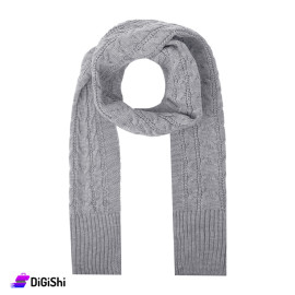 Men's Wool Scarf with Strands - Light Gray