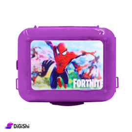Large Lunch Box with Spiderman Drawing - Purple