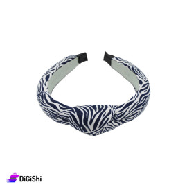 Hair Bow with Striped knot - Navy and White