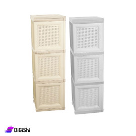 Homy Plast Plastic Rattan Wardrobe Plain 3Layers