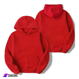 كنزة هودي قطن فليس مصوف - أحمر