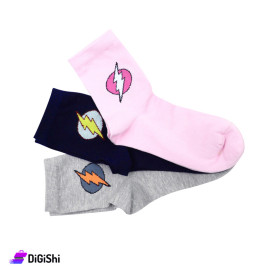 Al Samah Set Of Women Long Cotton Socks Lightning Drawing Group 2