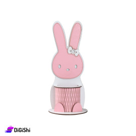 Wooden Desk Pencil Case Rabbit Shape - Pink & White