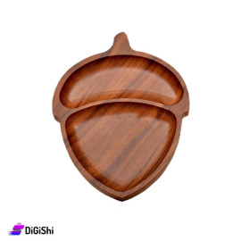 صحن ضيافة ثنائي الأقسام خشب شكل حبة بلوط
