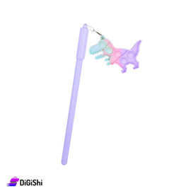 Blue Ink Pen With Pop it Dinosaur - Light Purple