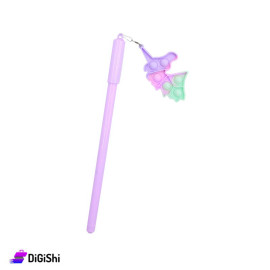 Blue Ink Pen with Pop it Unicorn - Light Purple