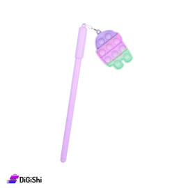 قلم حبر أزرق مع Pop it دب - موف فاتح
