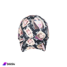 كاسكيت بناتي كتان رسمة Barbie - أسود