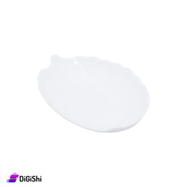 Leaf Shaped Plastic Plate - White