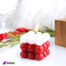 Hand Made Bubble Cube Scented Candle - Red and White