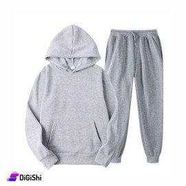 Cotton Fleece Hoodie Pajamas - Gray