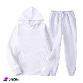 Cotton Fleece Hoodie Pajamas - White