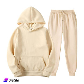 بيجاما هودي قطن فليس مصوف - بيج