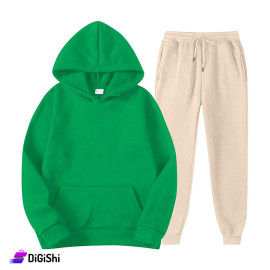 Cotton Fleece Hoodie Pajamas - Green