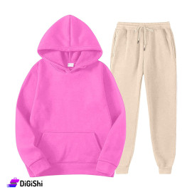 Cotton Fleece Hoodie Pajamas - Fuchsia