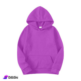 Plain Cotton Fleece Hoodie - Purple