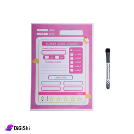 Flexible Transparent Plastic Daily To-Do List Tablet Paper with Black Pen - Pink