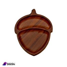 Dual Wooden Serving Dish Oak Shape - Brown