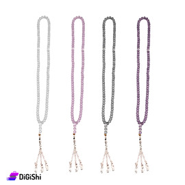 مسبحة كريستال نسائية مع تعليقة فضية