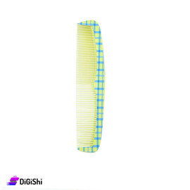 Plastic Hair Comb with Checks Drawing - Yellow