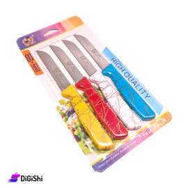 Stainless Steel Knife Set - 4 Colorful Pieces