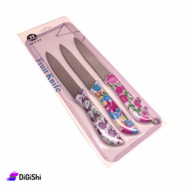 Stainless steel cutlery set with flowers - 3 pieces