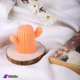 Hand Made Cactus Shape Scented Candle - Coral