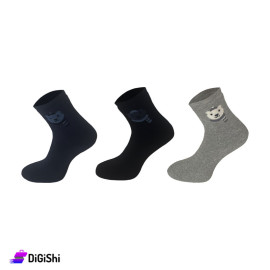 Pair of Boys Socks with Long Leg Bear Drawing Tooty Brand 2 years to 6 years