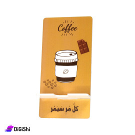 Plexi Mobile Holder with Coffee Drawing and Writing Base - Orange