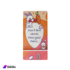 Plexiglas mobile Phone Holder with Base Rabbit Drawing  - Orange and Pink