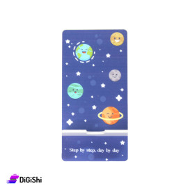 حامل موبايل بلكسي مع قاعدة رسمة كواكب لون كحلي