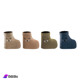 Pair of Children's Socks Middle Leg with Bear Face Design