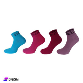 Pair of AlWaseem Women's Towel Medium Leg Socks With Black Lines