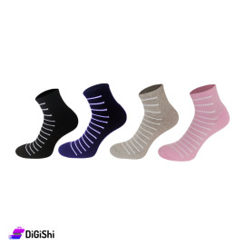 Pair of AlWaseem Women's Towel Medium Leg Socks With white Lines