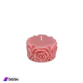 Hand Made Round Candle With Flowers On The Edges