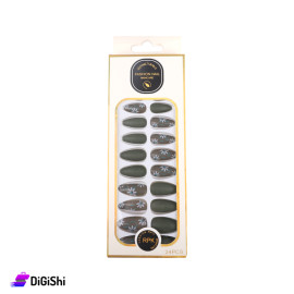 VVmeijiaren Floral Artificial Nails - Olive