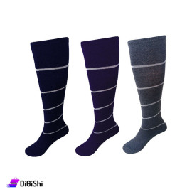 Pair of AlWaseem Women's Long Leg Cotton Socks Lines