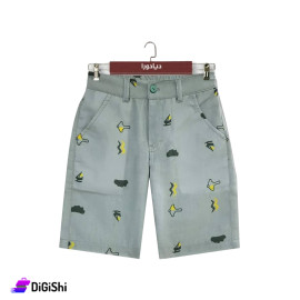 DIADORA Boy's Shorts with Graphics - Very Light Green
