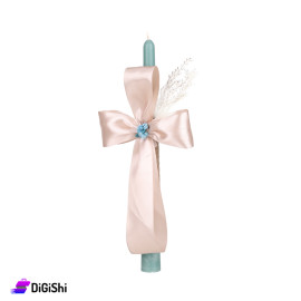 Palm Tall Scented Candle with Ribbon - Green