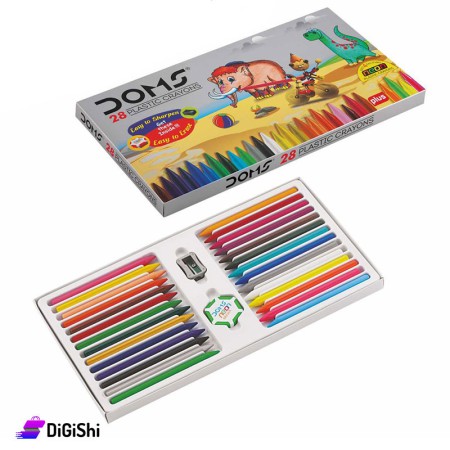 DOMS Plastic Crayons Neon Colours -28 colours + eraser + sharpener.