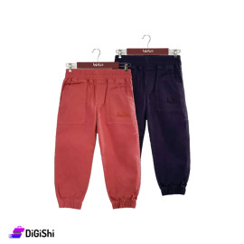 DIADORA Girl's Linen Pants - Navy and Coral