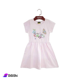 DIADORA Girls Half Sleeved Cotton Dress with Butterfly Design