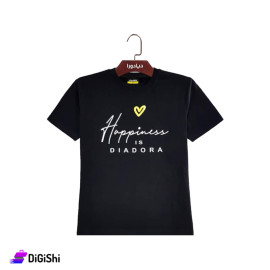 كنزة نسائية قطن نصف كم شعار Happiness DIADORA